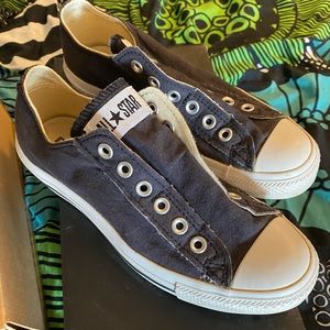 Converse slip on navy blue shoes